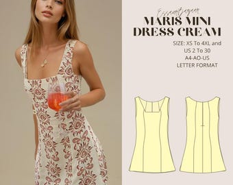 Maris Mini Dress Pattern, Cottagecore Dress Pattern, Digital Sewing, Women Sewing Summer Dress, Suitable For Us Letter-A4-A0 Format
