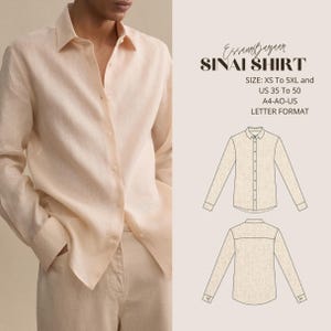 Sinai Shirt Pattern for Men,  XS-5XL, Men Shirt Pattern, Sewing Pattern Men, Men Winter Pattern, Suitable For Us Letter-A4-A0 Format