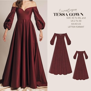 Tessa Heart Neck Dress Sewing Pattern, Prom Dress, PDF Sewing Pattern, Women&#39;s Sewing Summer Dress, Letter-A4-A0 Format Suitable For Us