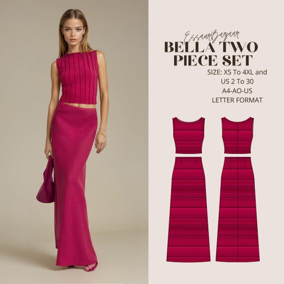Bella Two Piece Set Sewing Pattern, Women's Summer Set (PDF)