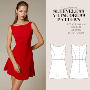 Summer Dress Sewing Pattern, A-Line Dress Pattern, Sleeveless Dress Pattern, Easy Dress Pattern, Elegant Dress Pattern, PDF Sewing Pattern
