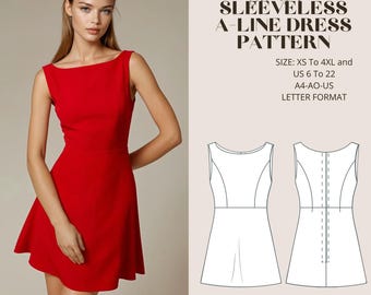 A-line Sleeveless Dress Sewing Pattern: Women's XS-5XL (PDF Pattern) - Etsy