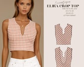 Elira Crop Top Sewing Pattern, Design Top, Teen Top Pattern, Easy Pattern PDF, Suitable For Us Letter-A4-A0 Format, XS to 4XL, Women Sewing