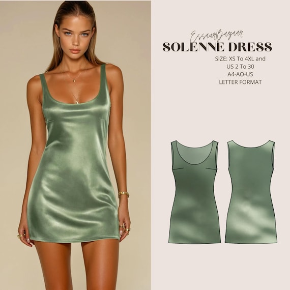 Solenne Mini Dress Sewing Pattern, Knit Fabric, Scoop Neck, Seamless Silhouette (Digital Download)