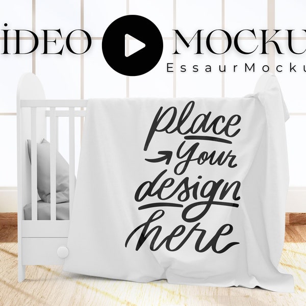 Nursery Blanket Video Mockup Bundle, PSD Smart Object Mockup, Baby Blanket Video Mock-up, White Blanket Mockup, Baby Minky Blanket Mockup