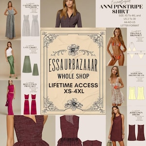 Lifetime Access naaibibliotheek, 85+ hele winkel EssaurBazaar naaipatronen, XS-4XL, naai-instructies, US Letter-A4-A0-formaat