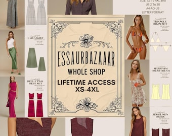 Lifetime Access Sewing Library, 90+ Whole Shop EssaurBazaar Sewing Patterns, XS-4XL, Sewing Instructions, Us Letter-A4-A0 Format