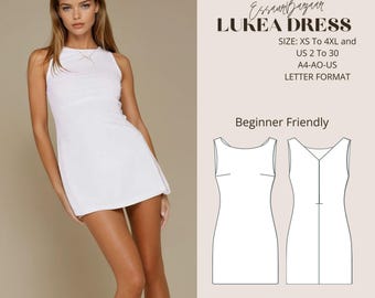 Lukea Dress Sewing Pattern, Size XS - 4XL, Beginner Friendly, Easy Dress PDF Pattern, Women Summer Dress, UsLetter-A4-A0