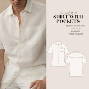 Naze Shirt Sewing Pattern, Men Shirt Pattern, Tropical shirt pattern, Sewing Pattern for Men, Men Sewing Pattern, Men&#39;s Summer Shirt