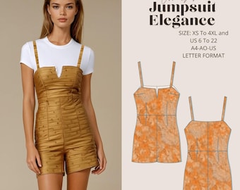 Jumpsuit Elegance Sewing Pattern (XS-4XL) A4-A0-US Letter Format