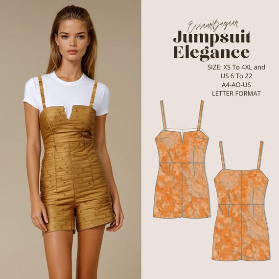Jumpsuit Elegance Sewing Pattern (XS-4XL) A4-A0-US Letter Format