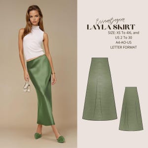 A-line Maxi Skirt Pattern, PDF Sewing, Digital Sewing, Women Sewing Summer Skirt, Suitable For Us Letter-A4-A0 Format