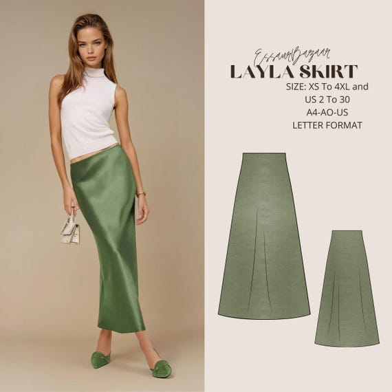 A-Line Maxi Skirt Sewing Pattern, Women's Summer Skirt (PDF)