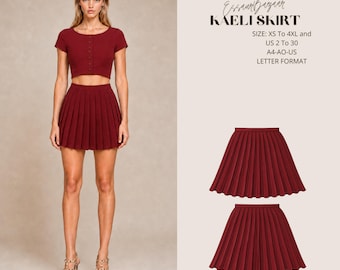 Kaeli Skirt Sewing Pattern, Flared Midi Skirt, Women's Woven PDF (XS-4XL)