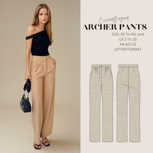Pant Sewing Pattern, PDF Sewing Pattern, Digital Sewing, Women Classic Pant Sewing Pattern, Suitable For Us Letter-A4-A0 Format