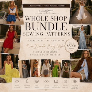 Whole Shop EssaurBazaar Sewing Patterns, 94+ Lifetime Access Sewing Library, XS-4XL, Sewing Instructions, Us Letter-A4-A0 Format