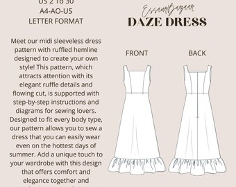 Daze Dress PDF Sewing Pattern, Size Inclusive 2-30, Beginner