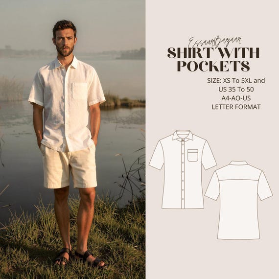 Naze Shirt Sewing Pattern, Men's Tropical Summer Shirt (Digital Download)