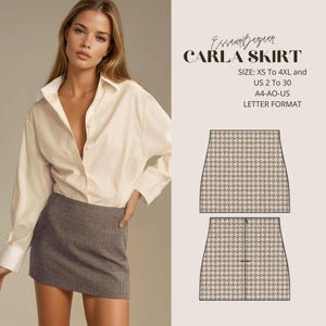 Carla Mini Skirt Sewing Pattern, PDF Sewing Pattern, Digital Sewing, Women Sewing Summer Skirt, Suitable For Us Letter-A4-A0 Format