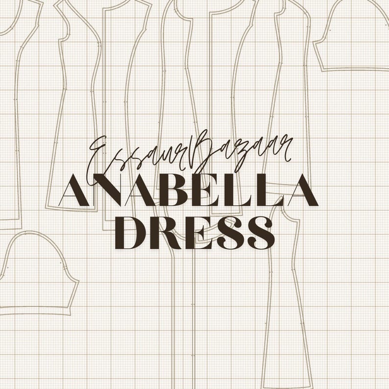 Peut inclure: Patron de couture pour la robe Anabella, con&ccedil;u par Essauri Bazaar. Le patron comprend plusieurs pi&egrave;ces pour la robe, dont le corsage, les manches et la jupe.