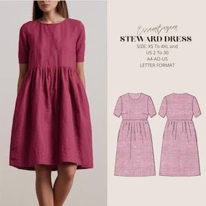 Steward A-Line Loose Dress, Linen Dress, PDF Sewing Pattern, Digital Sewing, Women Sewing Dress, Suitable For Us Letter-A4-A0 Format
