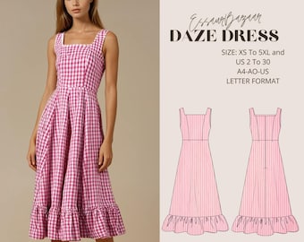 Daze Dress PDF Sewing Pattern, Beginner Friendly, Detailed Instructions, Women Summer Dress, Suitable For UsLetter-A4-A0- US2-30