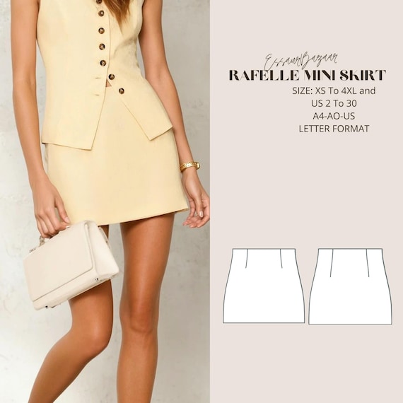 Rafelle Mini Skirt Sewing Pattern, Beginner-Friendly (PDF Pattern)