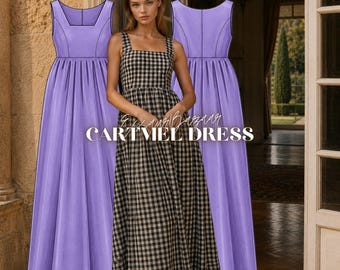 Cartmel Check Maxi Dress PDF Sewing Pattern, Women Summer Style (Digital Download)