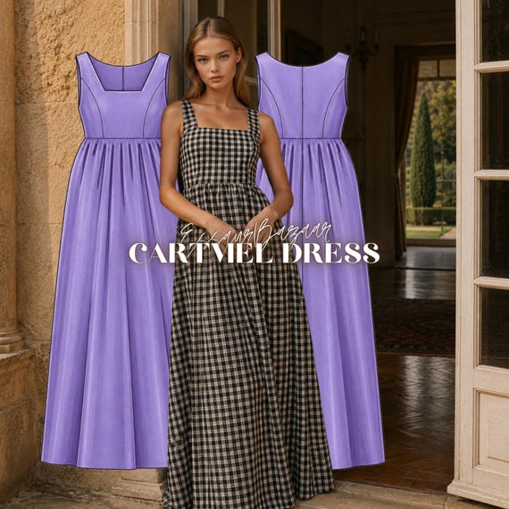 Cartmel Check Maxi Dress PDF Sewing Pattern, Women Summer Style (Digital Download)