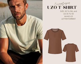 Uzo T-Shirt Sewing Pattern, Men T-Shirt Pattern, XS-5XL T-Shirt Pattern, Sewing Pattern for Men, Men Sewing Pattern, Men's Summer Shirt