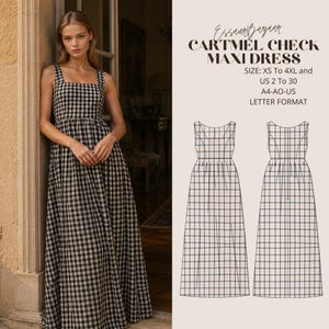 Cartmel Check Maxi Dress, PDF Sewing Pattern, Digital Sewing, Women Sewing Summer Dress, Suitable For Us letter-A4-A0 Format
