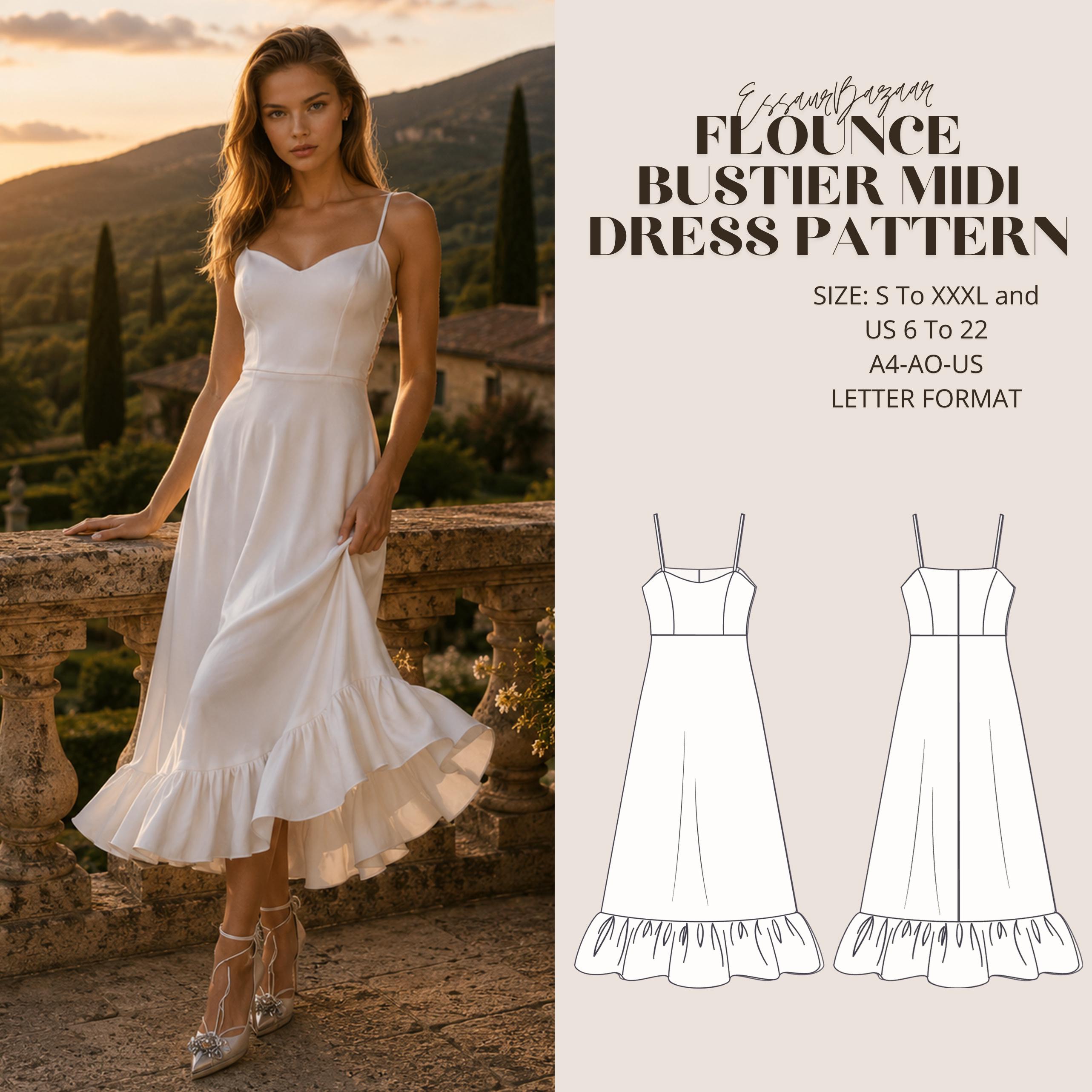 midi flounce dress Strapless Flounce A-Line Midi Dress
