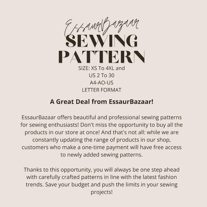 120+ Schnittmusterpakete für den gesamten Shop, lebenslanger Zugriff, XS-4XL (A0, A4, US Letter) Bild 5