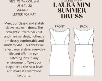 Patrón de vestido mini Laura, patrón de costura en PDF, descarga