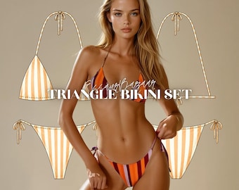 Triangle Bikini Set Sewing Pattern, Trendy Swimsuit (PDF Pattern)