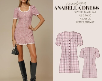 Anabella Dress Sewing Pattern - XS to 4XL - A4-A0-US Letter Format (PDF Pattern)