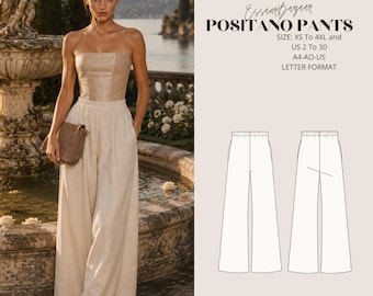 Positano Palazzo Pants Sewing Pattern, Wide Leg Knit Trousers (Digital Download)