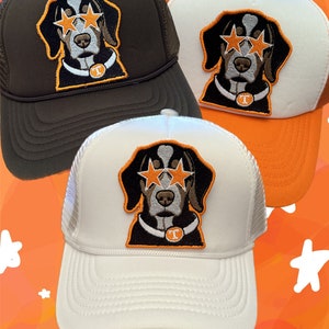 Custom Vols Game Day Preppy Starry Eyes Bluetick Coonhound Tennessee Rocky Top Embroidered Patch Trucker Hat