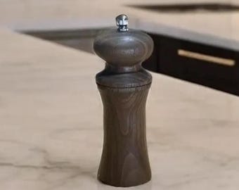 Macina sale e pepe in legno di noce fatto a mano - Macina in ceramica regolabile / Elegante regalo da cucina / Design ergonomico resistente