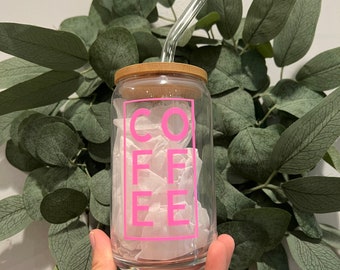 COFFEE Glass Cup, COFFEE Cup with Bamboo Lid, COFFEE Cup with Glass Straw,