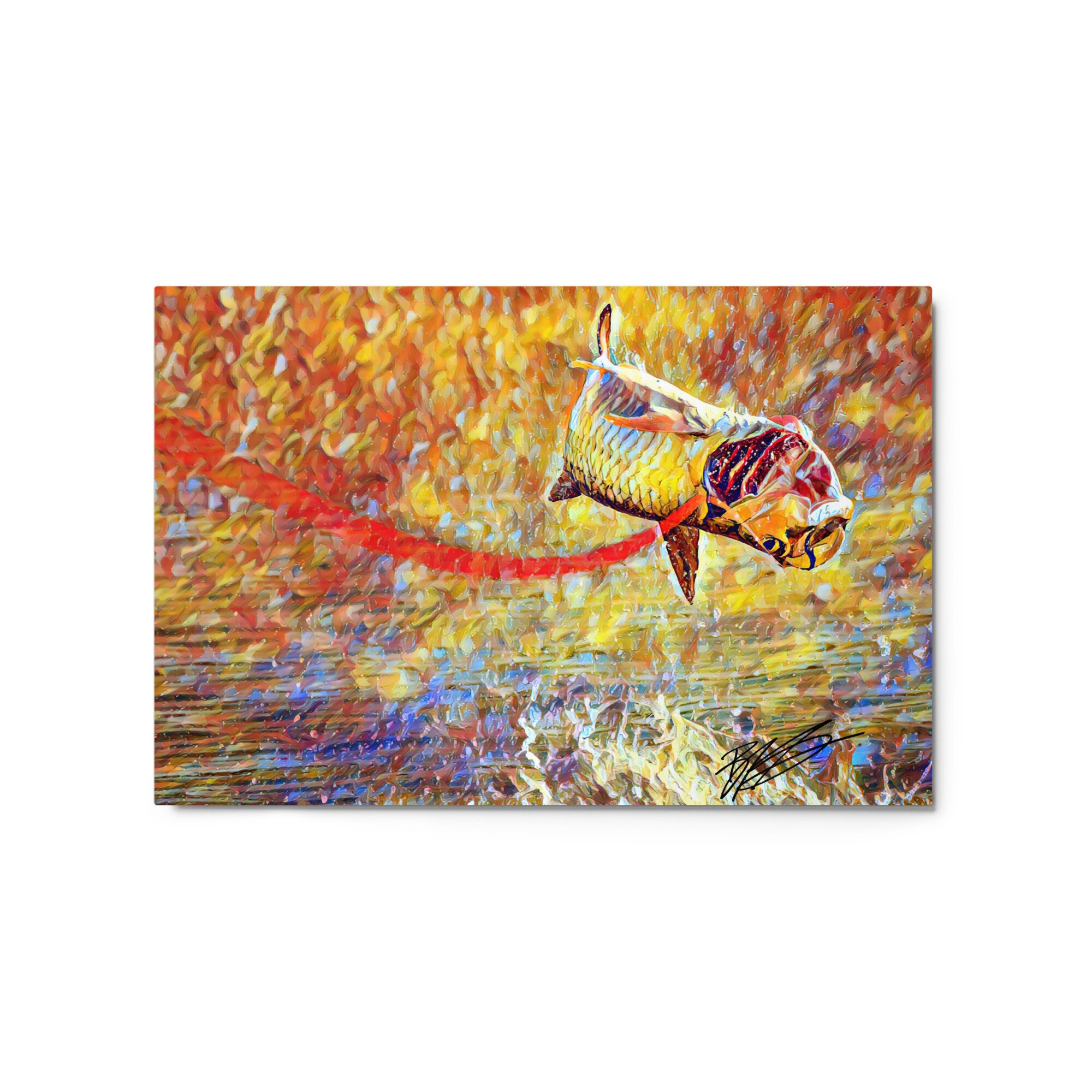 Tarpon Flip Metal Fish Print Saltwater Fly Fishing Art Etsy