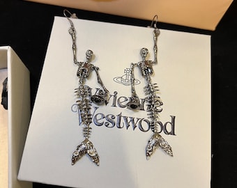 Vivienne Westwood nana mermaid skeleton bone earrings with box37