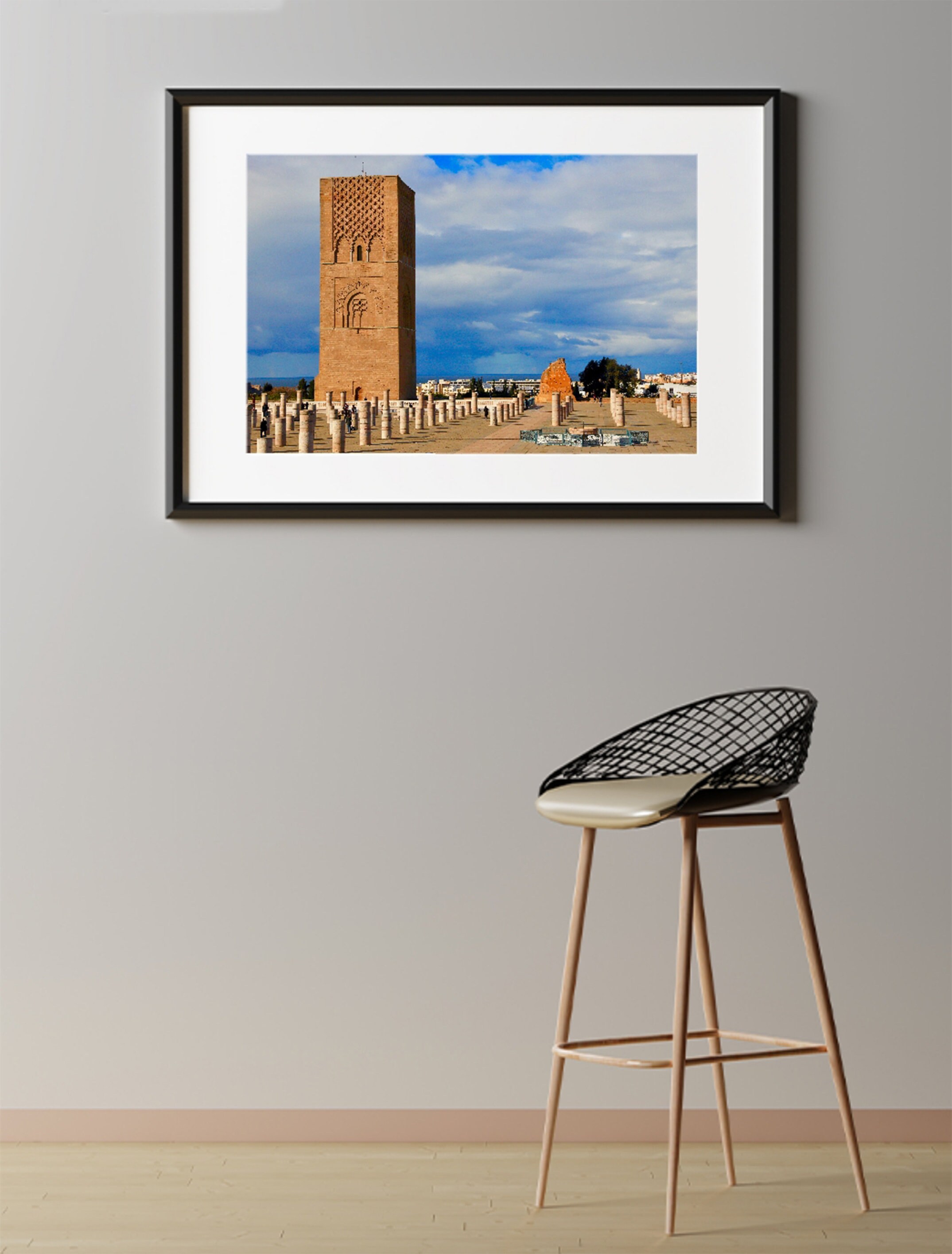 Rabat Print, Hassan Tower, Morocco Wall Art, Rabat Painting, Rabat Wall