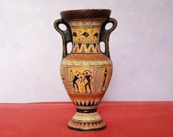 Unique, Geometric Vase, Ancient Greece pottery amphora, artisanal handmade, collection, decoration, gift