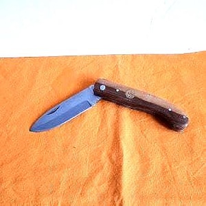 Robusto coltello da pastore CAMARGUE, chiudibile, vintage 1980, lama in acciaio, manico in legno d'ulivo, da collezione, escursionismo, campeggio