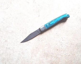 Couteau De Pêche Vintage Creel – Manche En Cuir Tissé – Ancien Couteau De Pêcheur
