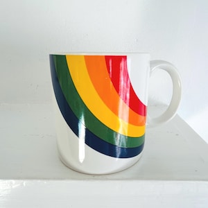 Vintage 1980&#39;s Rainbow Mug Original from FTD Made in Korea Fun Retro Gift Collectible Ceramic