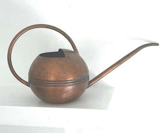 Vintage Copper Watering Can: Art Deco, Minimalist, Verdigris Patina, Sculptural Accent, Turkish