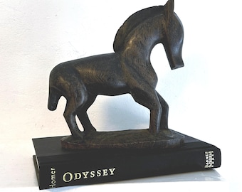 Vintage Carved Wooden Horse: Rustic Folkart, Equestrian, Trojan Horse, The Odyssey