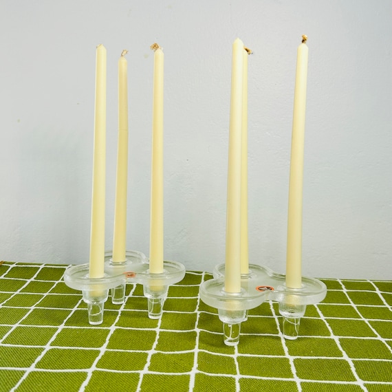 Vintage 1970s Crystal Trio Tiny Taper Candle Holder Vintage 1970s Crystal Trio Tiny Taper Candle Holder